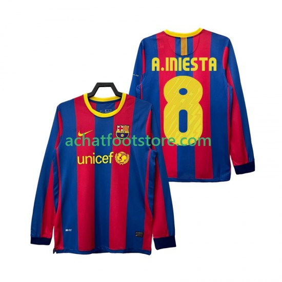 Maillot FC Barcelone A INIESTA 8 Rétro Domicile Tenue pour Homme 2010 2011 Manche Longue