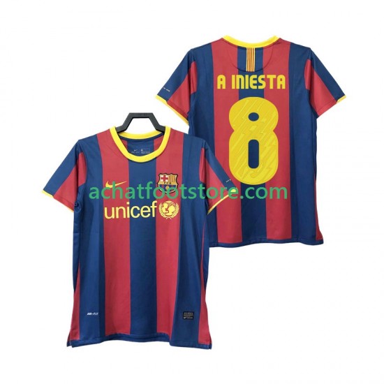 Maillot FC Barcelone A INIESTA 8 Rétro Domicile Tenue pour Homme 2010 2011 Manche Courte