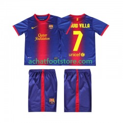 Maillot FC Barcelone DAUID VILLA 7 Rétro Domicile Tenue pour Enfant 2012 2013 Manche Courte