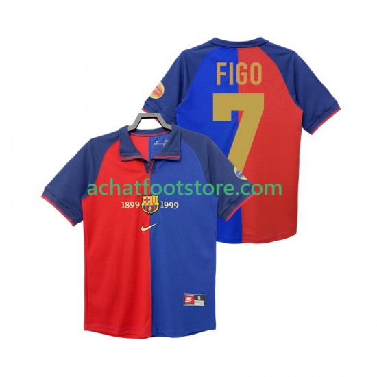 Maillot FC Barcelone FIGO 7 Rétro Domicile Tenue pour Homme 1990 2022 Manche Courte