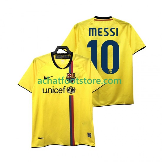 Maillot FC Barcelone Lionel Messi 10 Rétro Extérieur Tenue pour Homme 2008 2009 Manche Courte