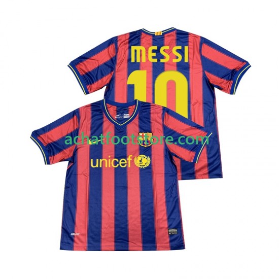 Maillot FC Barcelone Lionel Messi 10 Rétro Domicile Tenue pour Homme 2009 2010 Manche Courte