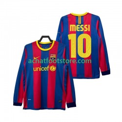 Maillot FC Barcelone Lionel Messi 10 Rétro Domicile Tenue pour Homme 2010 2011 Manche Longue