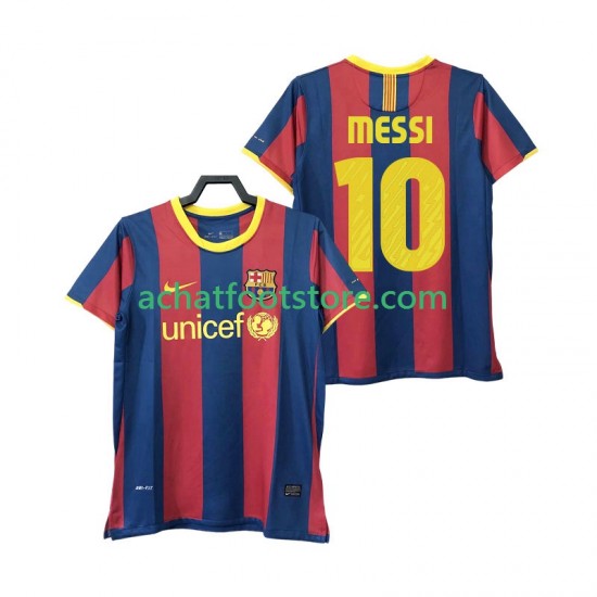 Maillot FC Barcelone Lionel Messi 10 Rétro Domicile Tenue pour Homme 2010 2011 Manche Courte