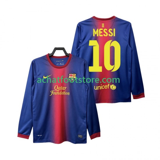 Maillot FC Barcelone Lionel Messi 10 Rétro Domicile Tenue pour Homme 2012 2013 Manche Longue
