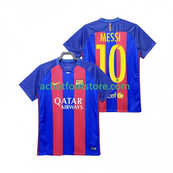 Maillot FC Barcelone Lionel Messi 10 Rétro Domicile Tenue pour Homme 2016 2017 Manche Courte