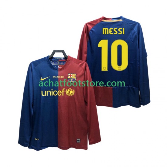 Maillot FC Barcelone Lionel Messi 10 Champions League Rétro Domicile Tenue pour Homme 2008 2009 Manche Longue