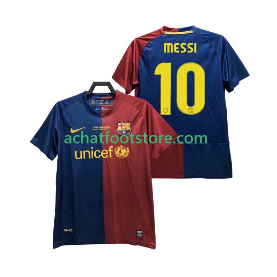 Maillot FC Barcelone Lionel Messi 10 Champions League Rétro Domicile Tenue pour Homme 2008 2009 Manche Courte