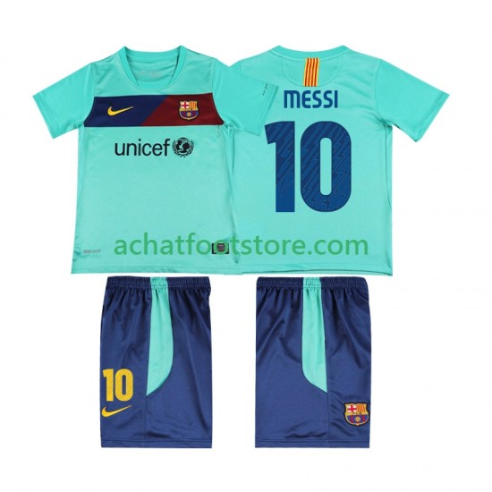 Maillot FC Barcelone Lionel Messi 10 Rétro Extérieur Tenue pour Enfant 2010 2011 Manche Courte
