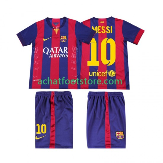 Maillot FC Barcelone Lionel Messi 10 Rétro Domicile Tenue pour Enfant 2014 2015 Manche Courte