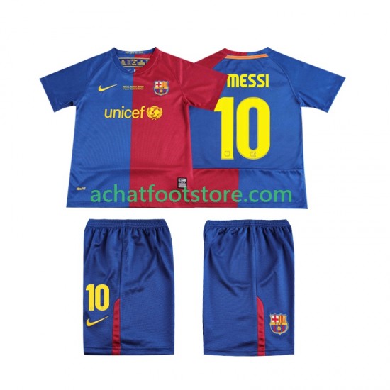 Maillot FC Barcelone Lionel Messi 10 Champions League Rétro Domicile Tenue pour Enfant 2008 2009 Manche Courte