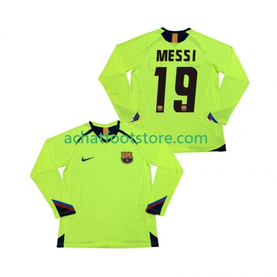 Maillot FC Barcelone Lionel Messi 19 Rétro Extérieur Tenue pour Homme 1998 2006 Manche Longue