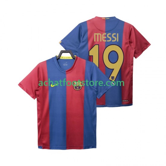 Maillot FC Barcelone Lionel Messi 19 Rétro Domicile Tenue pour Homme 2006 2007 Manche Courte