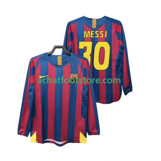 Maillot FC Barcelone Lionel Messi 30 Rétro Domicile Tenue pour Homme 1998 2006 Manche Longue