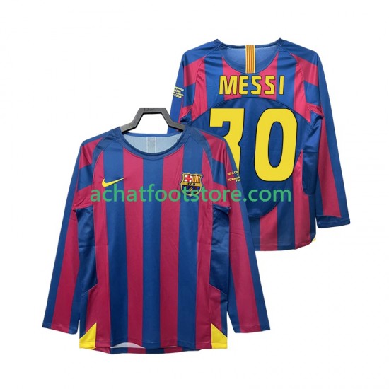 Maillot FC Barcelone Lionel Messi 30 Champions League Rétro Domicile Tenue pour Homme 1998 2006 Manche Longue