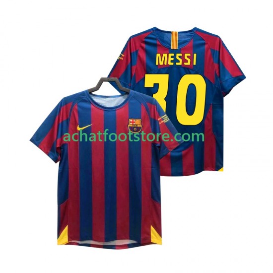 Maillot FC Barcelone Lionel Messi 30 Champions League Rétro Domicile Tenue pour Homme 1998 2006 Manche Courte