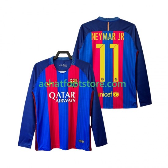 Maillot FC Barcelone Neymar JR 11 Rétro Domicile Tenue pour Homme 2016 2017 Manche Longue
