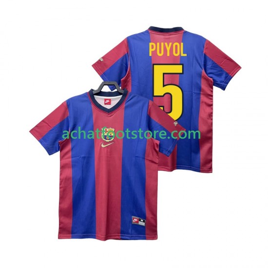 Maillot FC Barcelone PUYOL 5 Rétro Domicile Tenue pour Homme 1988 2002 Manche Courte