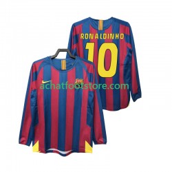 Maillot FC Barcelone RONALDINHO 10 Rétro Domicile Tenue pour Homme 1998 2006 Manche Longue
