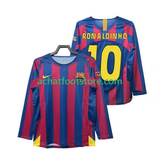 Maillot FC Barcelone RONALDINHO 10 Champions League Rétro Domicile Tenue pour Homme 1998 2006 Manche Longue