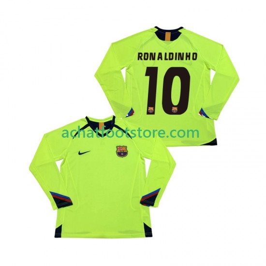 Maillot FC Barcelone RONALDINHO 10 Rétro Extérieur Tenue pour Homme 1998 2006 Manche Longue