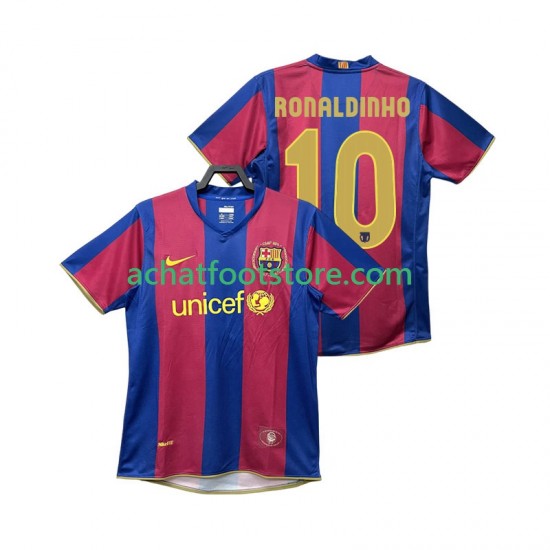 Maillot FC Barcelone RONALDINHO 10 Rétro Domicile Tenue pour Homme 2007 2008 Manche Courte