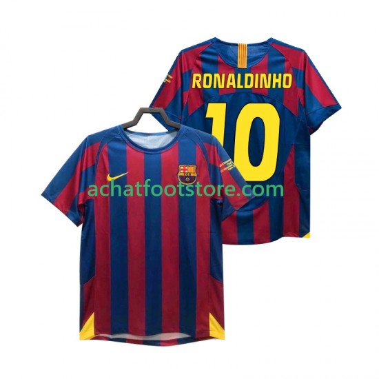 Maillot FC Barcelone RONALDINHO 10 Champions League Rétro Domicile Tenue pour Homme 1998 2006 Manche Courte