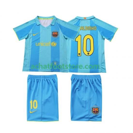 Maillot FC Barcelone RONALDINHO 10 Rétro Extérieur Tenue pour Enfant 2007 2008 Manche Courte