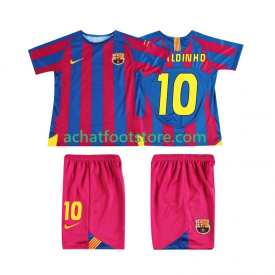 Maillot FC Barcelone RONALDINHO 10 Champions League Rétro Domicile Tenue pour Enfant 1998 2006 Manche Courte