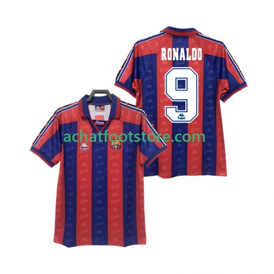 Maillot FC Barcelone RONALDO 9 Rétro Domicile Tenue pour Homme 1996 2004 Manche Courte