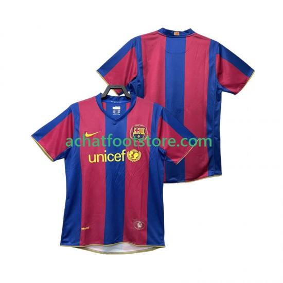 Maillot FC Barcelone Rétro Domicile Tenue pour Homme 2007 2008 Manche Courte
