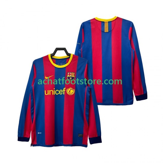 Maillot FC Barcelone Rétro Domicile Tenue pour Homme 2010 2011 Manche Longue