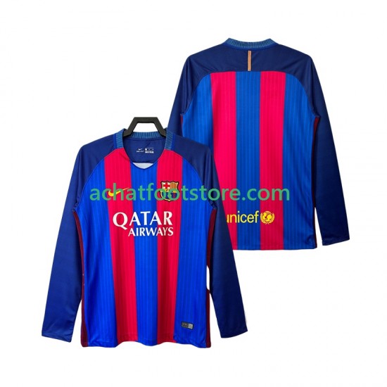 Maillot FC Barcelone Rétro Domicile Tenue pour Homme 2016 2017 Manche Longue