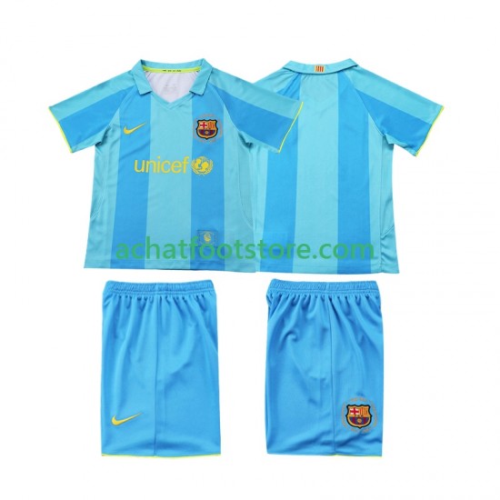 Maillot FC Barcelone Rétro Extérieur Tenue pour Enfant 2007 2008 Manche Courte