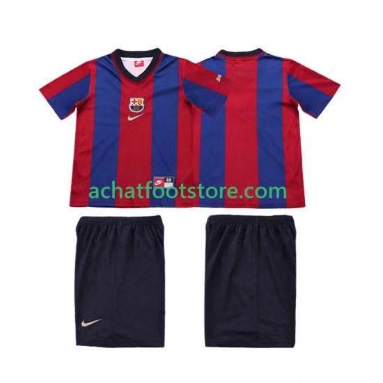 Maillot FC Barcelone Rétro Domicile Tenue pour Enfant 1988 2002 Manche Courte