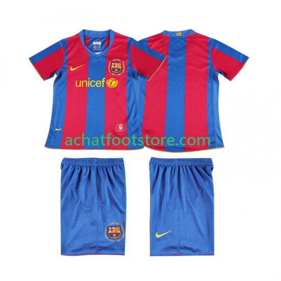 Maillot FC Barcelone Rétro Domicile Tenue pour Enfant 2007 2008 Manche Courte