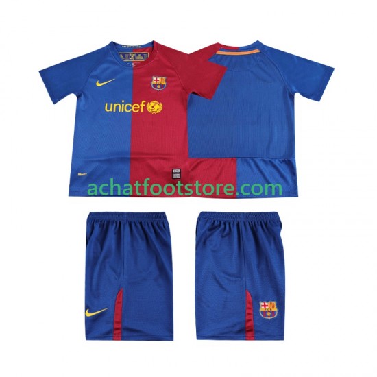 Maillot FC Barcelone Rétro Domicile Tenue pour Enfant 2008 2009 Manche Courte