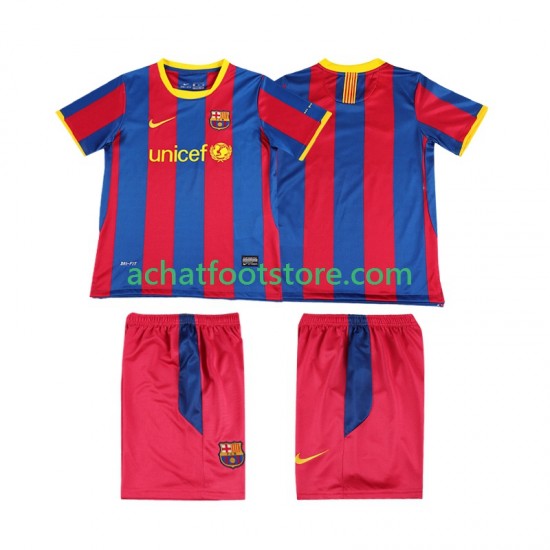 Maillot FC Barcelone Rétro Domicile Tenue pour Enfant 2010 2011 Manche Courte