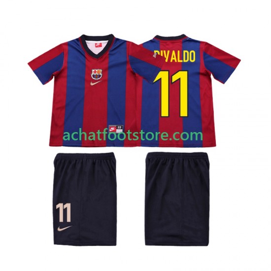 Maillot FC Barcelone Ronaldo 11 Rétro Domicile Tenue pour Enfant 1988 2002 Manche Courte