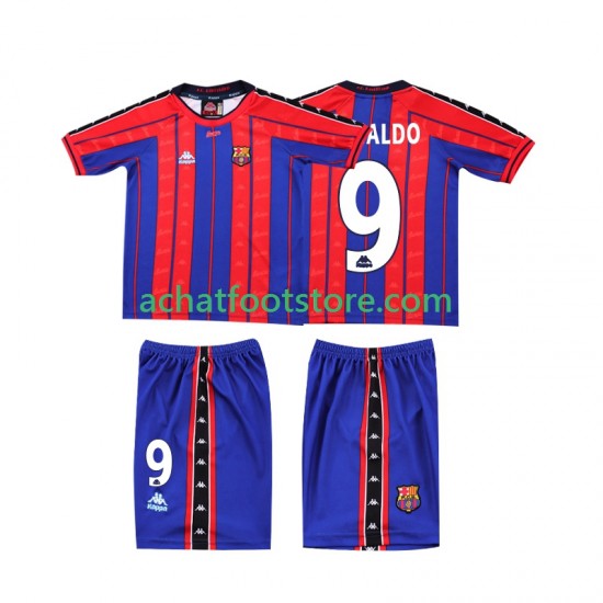 Maillot FC Barcelone Ronaldo 9 Rétro Domicile Tenue pour Enfant 2004 1988 Manche Courte