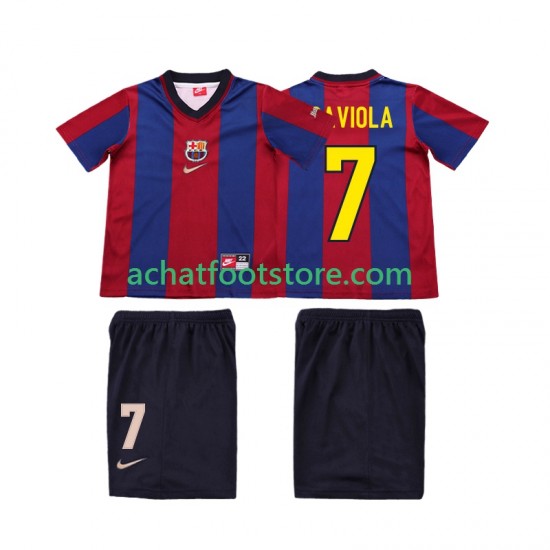Maillot FC Barcelone SAVIOLA 7 Rétro Domicile Tenue pour Enfant 1988 2002 Manche Courte