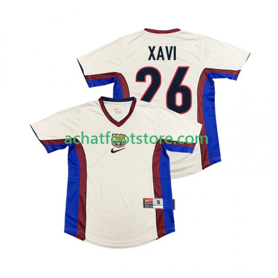 Maillot FC Barcelone XAVI 26 Rétro Extérieur Tenue pour Homme 1988 2002 Manche Courte