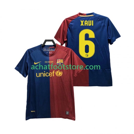 Maillot FC Barcelone XAVI 6 Champions League Rétro Domicile Tenue pour Homme 2008 2009 Manche Courte
