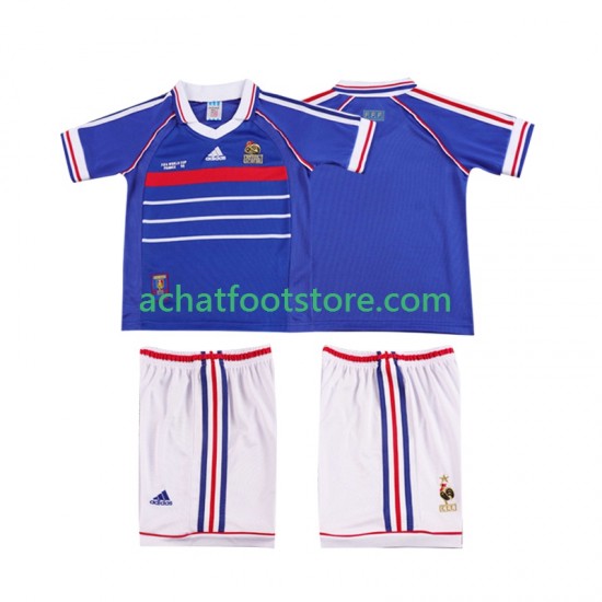 Maillot France Rétro Domicile Tenue pour Enfant 1988 Manche Courte