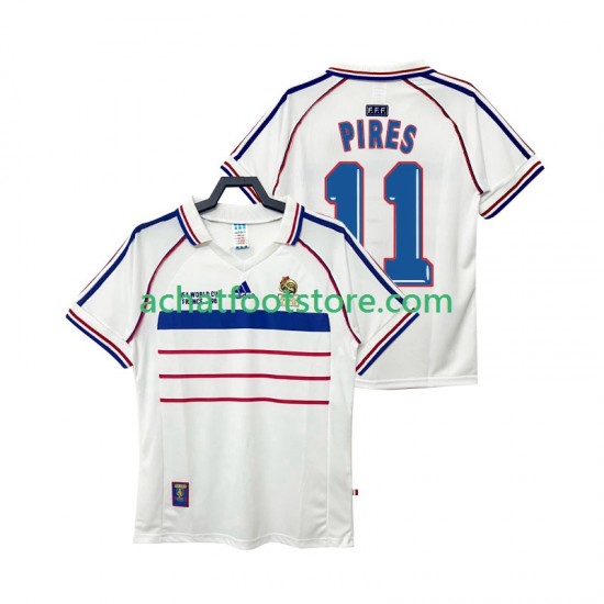 Maillot France PIRES 11 Rétro Extérieur Tenue pour Homme 1988 Manche Courte