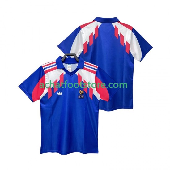 Maillot France Rétro Domicile Tenue pour Homme 1990 Manche Courte
