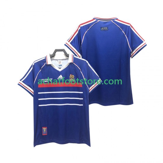 Maillot France Rétro Domicile Tenue pour Homme 1988 Manche Courte