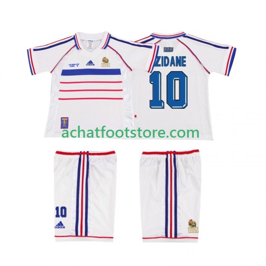 Maillot France ZIDANE 10 Rétro Extérieur Tenue pour Enfant 1988 Manche Courte