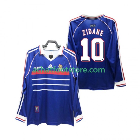 Maillot France ZIDANE 10 Rétro Domicile Tenue pour Homme 1988 Manche Longue