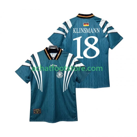 Maillot Allemagne KLINSMANN 18 Rétro Extérieur Tenue pour Homme 1996 Manche Courte